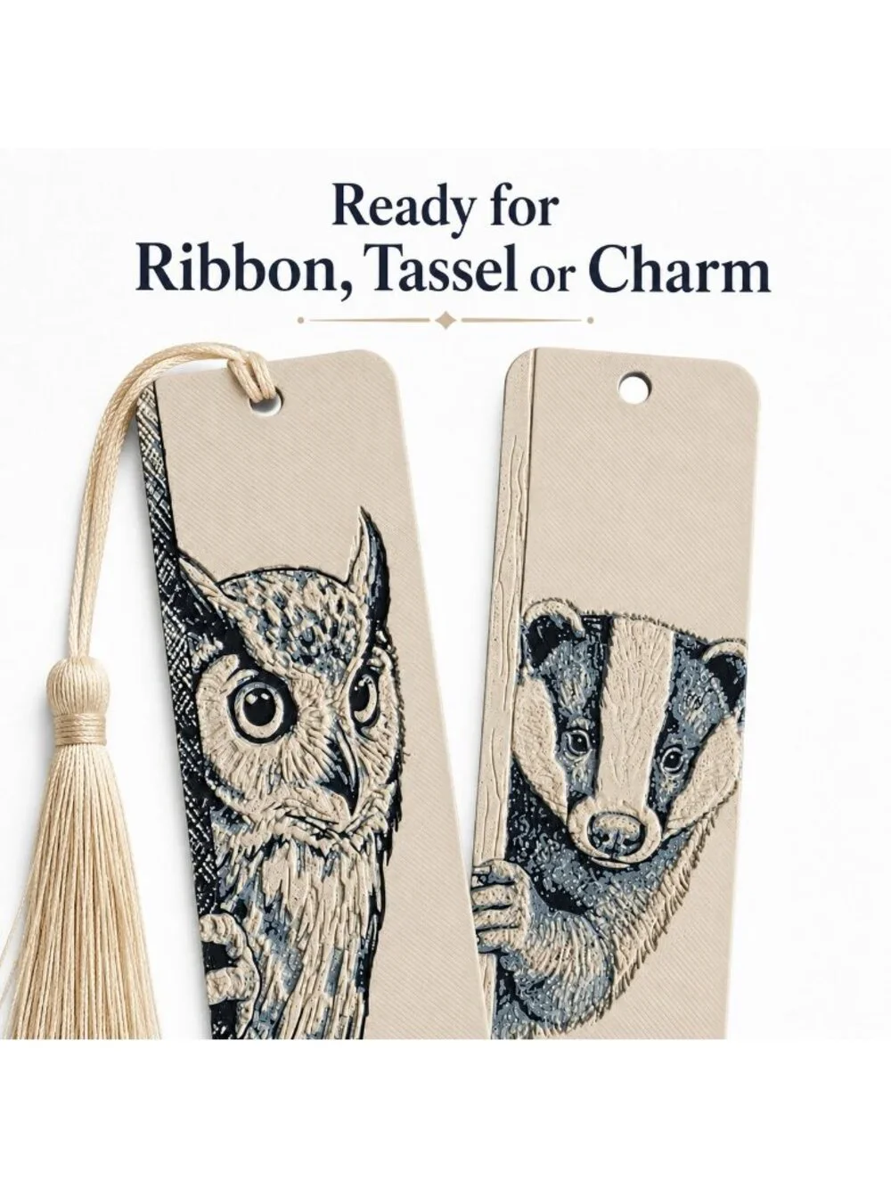 3D Printed Bookmark Set Owl & Badger Animal Bookmarks 6